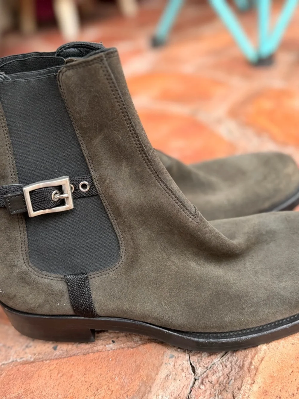Men's Suede Chelsea Boots in Olive Brown - Classic Slip-On Style